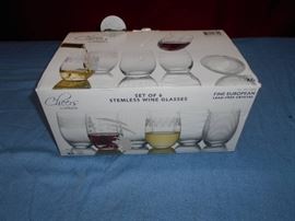Stemless Wine Glasses Set of 6 in Box