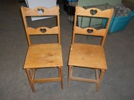 Wooden Chairs with Heart Motif
