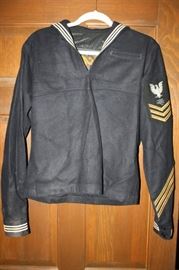 There are 3 pieces to this WWII Naval Uniform.  This Pull over Shirt...