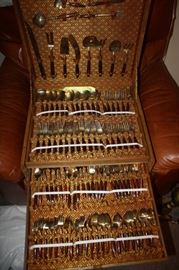 Very large set of Brass and wood Thailand Flatware 