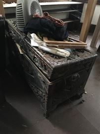 Carved Asian trunk. Camphor wood?