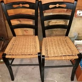 Pair rush seat side chairs