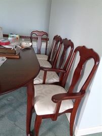 cherry dining table w/6 chairs, nice & clean