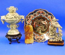 Cloisonne Charger, Chinese Carvings