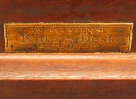 "Wooton" Rotary Flat Top Desk - Featured in Walnut with Plaque
