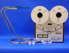 Akai GX-625D Tape Player, Mid Century Table, Stueben Bowls