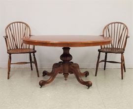 Walnut Breakfast Table, Windsor Chairs