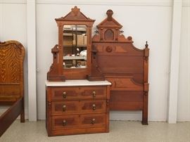 Two pc Victorian Bedroom Set in Walnut