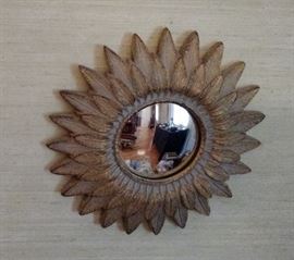 Vintage Star Burst Dome Gold Mirror.