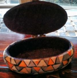 Interior of Hinged Stone Case/Trinket box