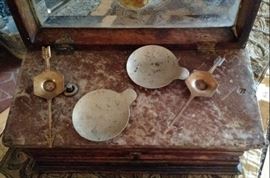 Antique Marble Walnut 1870’s Gold or Apothecary Kit Box, used either Pharmacy or Material Weights