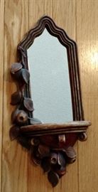 Vintage Vine Detail Single Shelf With Mirror.