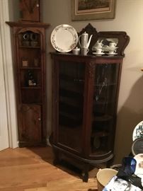 Smaller three sided Glass front Curio Cabinet with top back.