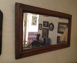 Wood framed beveled mirror