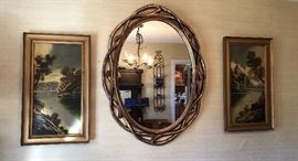 Rustic Oval Mirror and accenting art