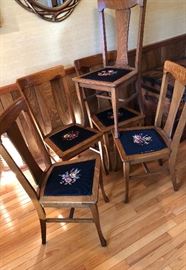 Dining chairs, set of 6 with needlepoint detail inserts