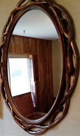 Closeup of oval mirror