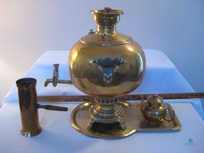 Brass Iranian Samovar with Accessories