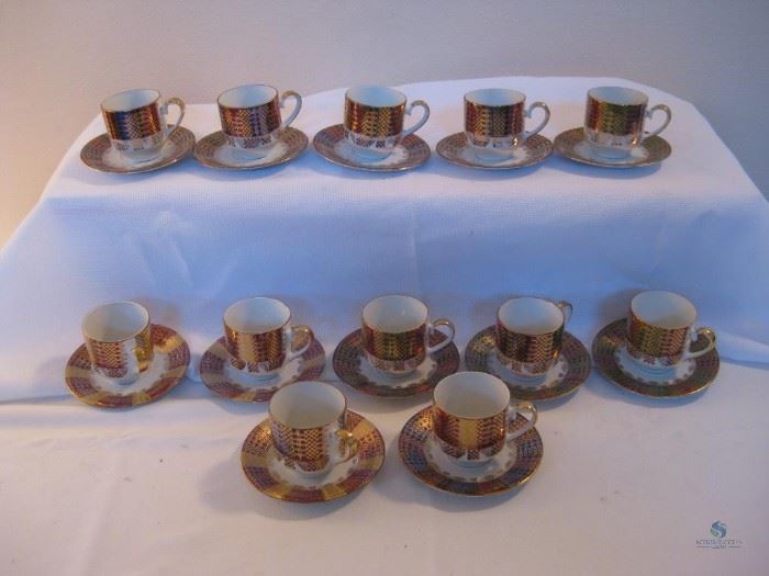 Winterling Barvaria Germany iridescent demi tasse cups and saucers