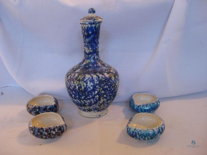 Ceramic Olive Oil decanter and oil cups