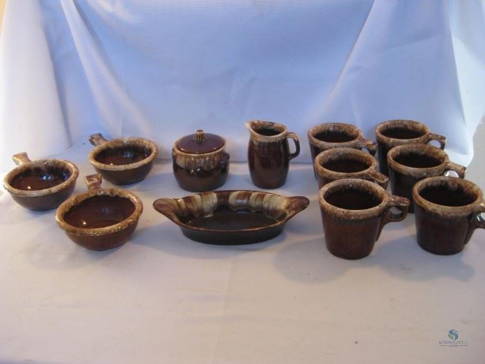Hull Brown and White Pottery Dishes