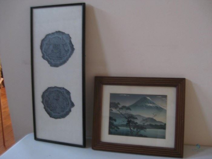 Middle Eastern Rubbings on linen Mt. Fuji Print