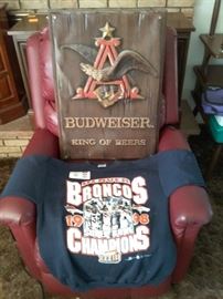 Budweiser Wall Sign and Bronco Sweater