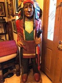 Carved Wood Cigar Indian From Thailand ~Lifesized 