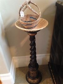 Plant stand; more woven baskets