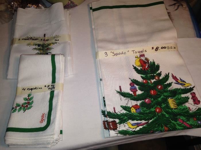 Spode Christmas Tree style linens