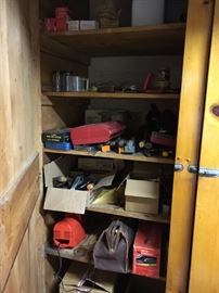 Drills, antique screw drivers, pliers, wrenches,  vise grips