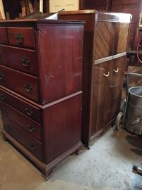 Antique Cherry dresser, antique cedar lined wardrobe cabinet