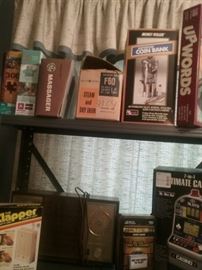 Zenith radio, coin roller/wrappers, casino machine, The Clapper in box