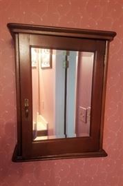 Pine wall cabinet with mirror