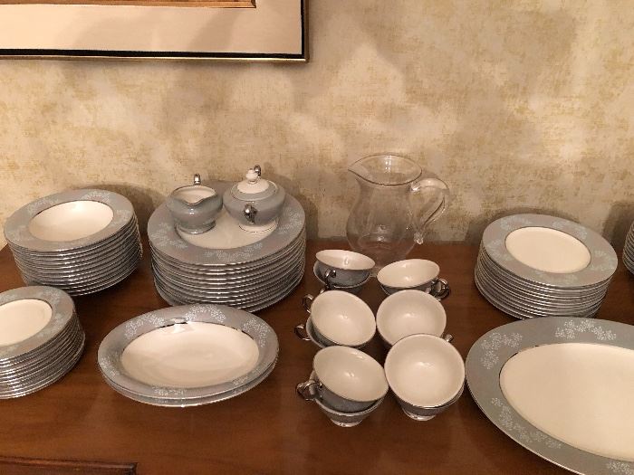 Unsigned Mid Century fine china service for 12, in perfect condition