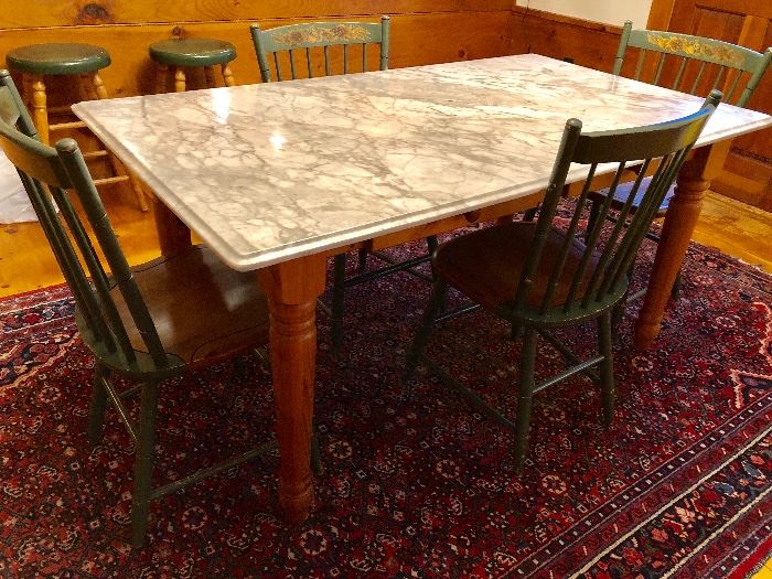 Vintage kitchen table with beautiful marble top