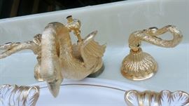 Exquisite Imported Sherle Wagner Bathroom Sink and and Gold Fixtures