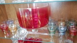 Art Glass Mid-century Punch Bowl Set(West Virginia Glass)