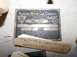Early Packard Nameplate