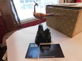 SuHai Sterling Peacock Statue in Box with Paperwork