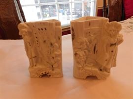 Pair of Old Bisque Vases