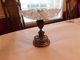 Silverplated and Cut Glass Pedestal Dish