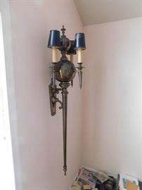 Pair of Large Brass Light Sconces