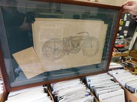 Early Motorcycle Sketch with Letter