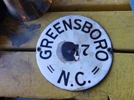 Early Porcelain Greensboro N.C. Tag(1917?)