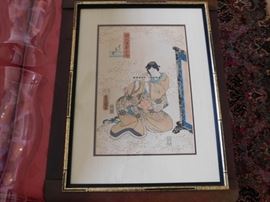 Old Oriental Woodblock Print