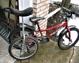Raleigh MXR Bike and Avenir Unicycle