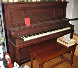 Upright Piano with Bench, Also Sheet Music and Music Books