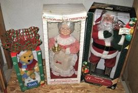 Animated Christmas Santa, Mrs. Claus and Winnie the Pooh