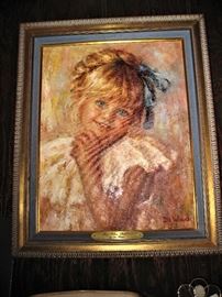 "My Blue Ribbon" Oil On Canvas by De Winne